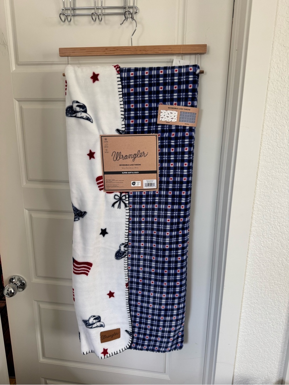 Wrangler Red, White & Blue Fleece Throw Blanket